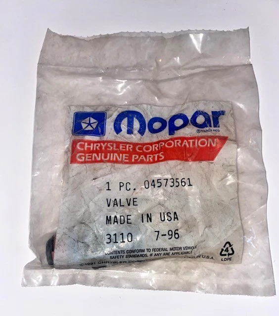 GENUINA VÁLVULA MOPAR CÁRTER POSTIVO VENTILATI 2001-2004 (PCV), P/N 4573561AB Foto 3 de 4