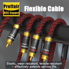 Pair Audio Stereo Subwoofer Cable Male to Male Plug RCA Connectors HiFi Cord NEW
