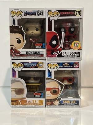 Funko Pop! Marvel Lot Of 4- Ironman #529 , Deadpool #776 , Stan Lee #519 & 655