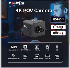4K Native NDI|HX3 POV Box Camera PoE, Live Streaming to YouTube/Facebook, Gaming