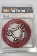 15 Ft Pet Tie Out Steel Cable For 50lb Dogs With Swivel Snap Hooks Pet Tie Down