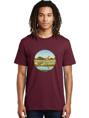 Giraffe-Scene Mens Graphic Tee, 100% Cotton, Casual Summer Wear