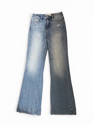 Love Vervet Women's Flare Wide Leg Jeans Size 28/7 Light Wash High Rise