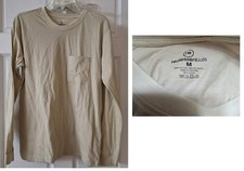 Real Essentials Men  s Long Sleeve Activewear T shirt with pocket Size M Beige