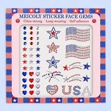 MEICOLY 4th of July Face Gem, Self Adhesive Hair Gems Jewels Witch Tattoos