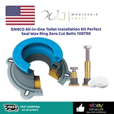 DANCO All-in-One Toilet Installation Kit Perfect Seal Wax Ring Zero Cut Bolts 10