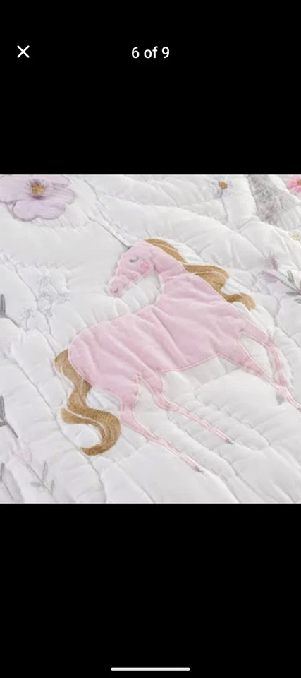 Edredón Pottery Barn Kids Mystical Unicorn ~ tamaño completo blanco Foto 3 de 4