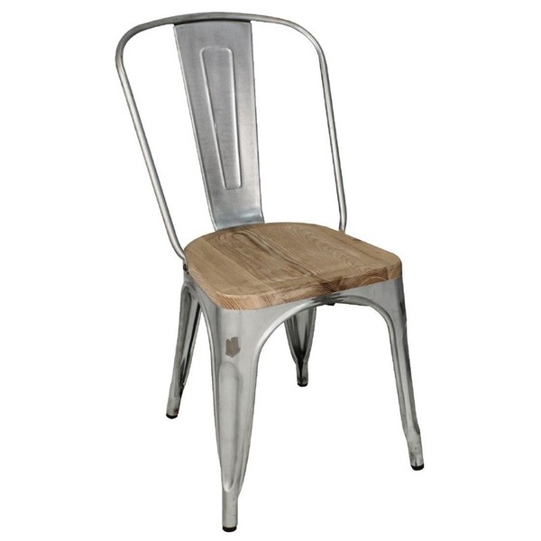 Bolero Bistro StüHle Aus Verzinktem Stahl Mit Holzsitz 4 StüCk-image
