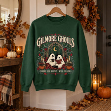 Haunted Ghost Halloween Sweatshirt Gothic Moon Book Lover Fall Gift