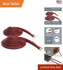 14 AWG Speaker Cables, 6.6 Feet with Gold Plated Banana Plugs – 2 Pack