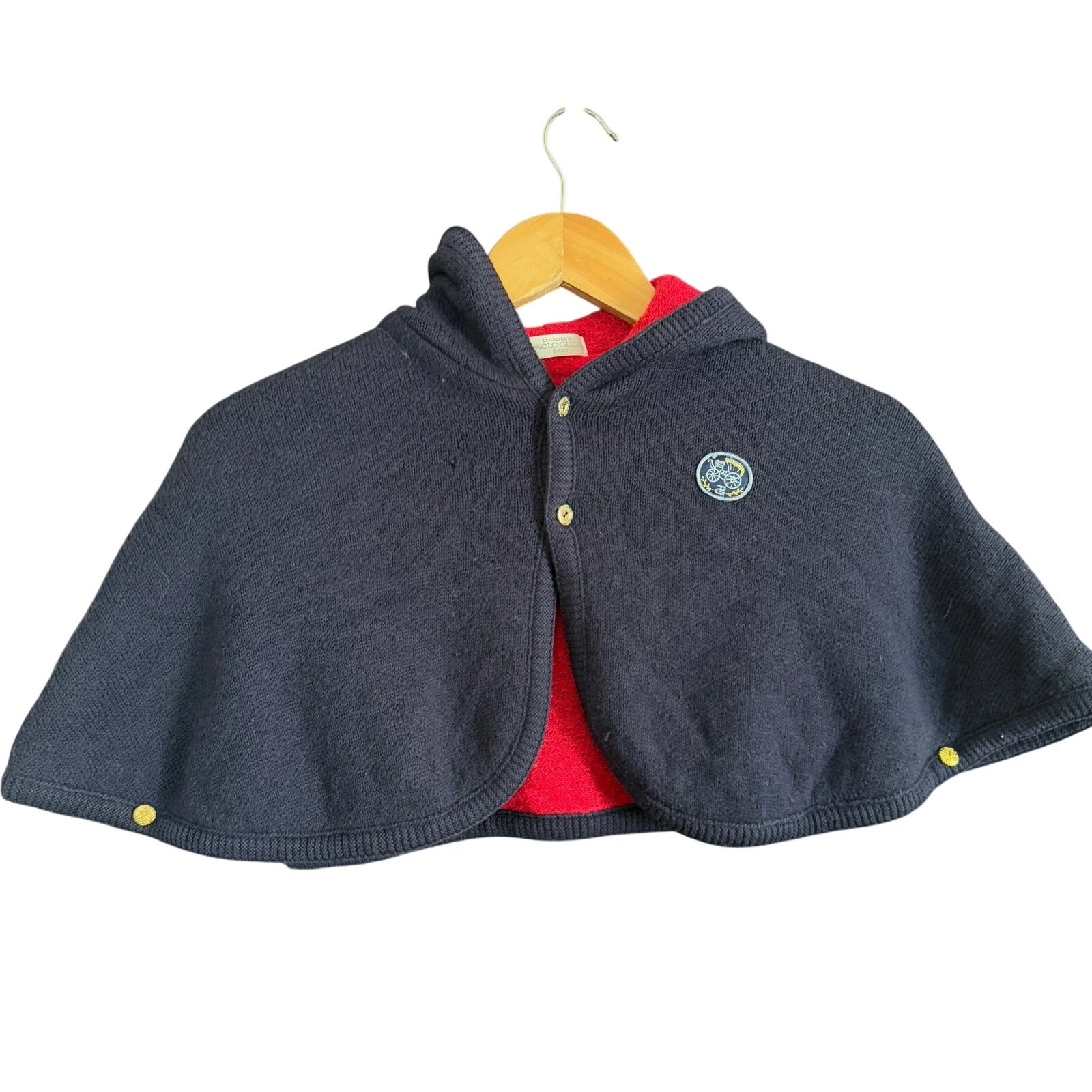 PAOLO GUCCI vintage anni 80 maglione con cappuccio blu navy bambino 2 T