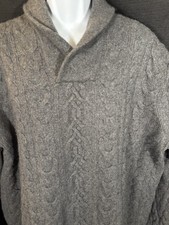 Brooks Brothers Pullover Mens XL Gray Cable Knit Shawl Collar Italian Yarn