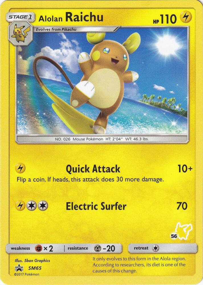 Alolan Raichu - (#56 Pikachu Stamped) Promo Battle Academy SM65 NM