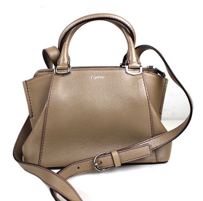 Cartier C de Tote Bag Handbag Shoulder Bag Way Champagne