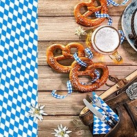 20 Servietten Brez´N Bayern Brezel Bier Oktoberfest Blau Weiß Tischdeko 33X33Cm