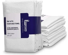 Linteum Textile Classic White Flour Sack Kitchen Dish Towels 100% Cotton, Tea...