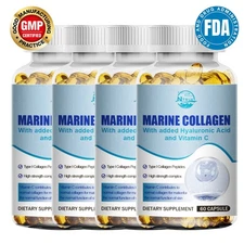4 bottles of Marine collagen capsules help brighten skin promote joint health
