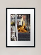 Yellow Adirondack Rocking Chairs Fr Framed Wall Art Poster Canvas Print Picture