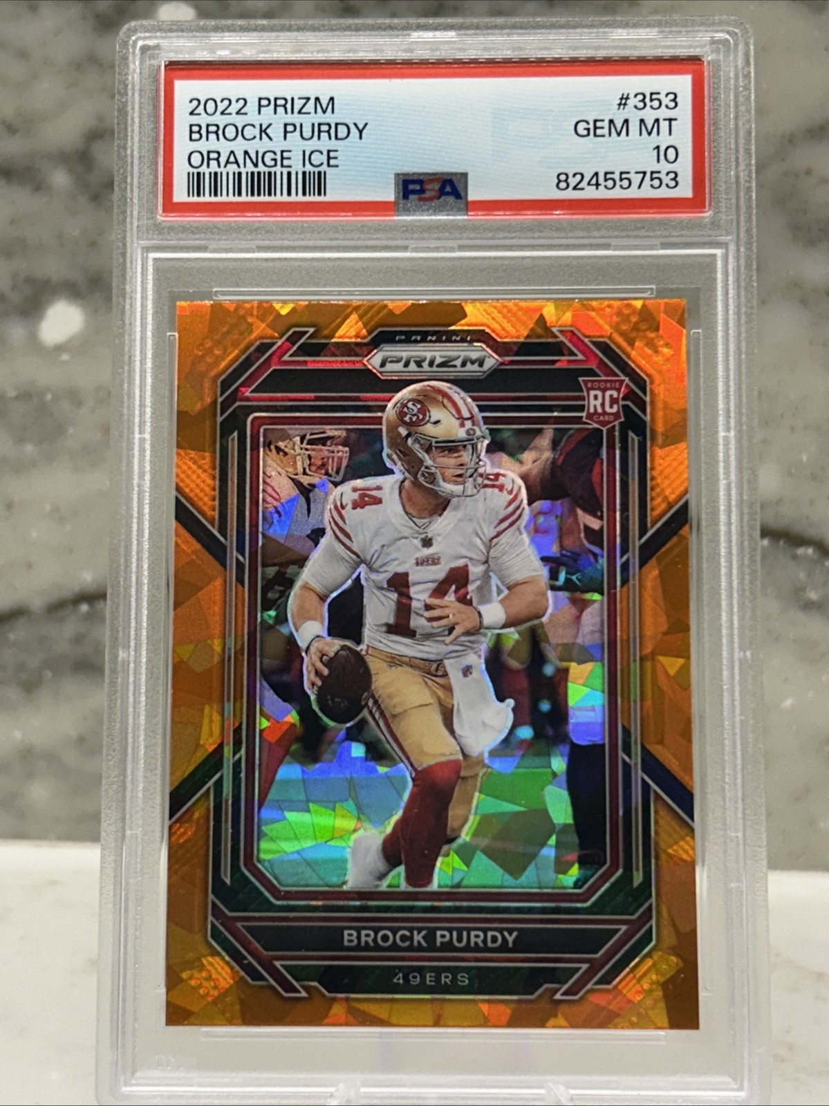 2022 Prizm BROCK PURDY RC #353 Orange Ice Rookie Prizm 💎 PSA 10 Gem Mint