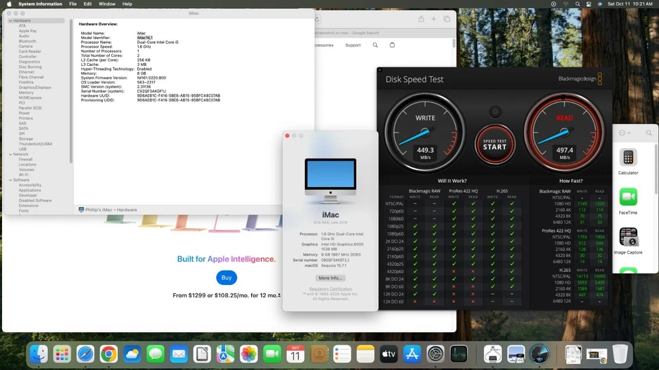 Apple iMac 21.5" (1TB SSD, Intel Core i5-5575R, 2.80GHz, 8GB RAM) All-in-One... - Image 4 of 4