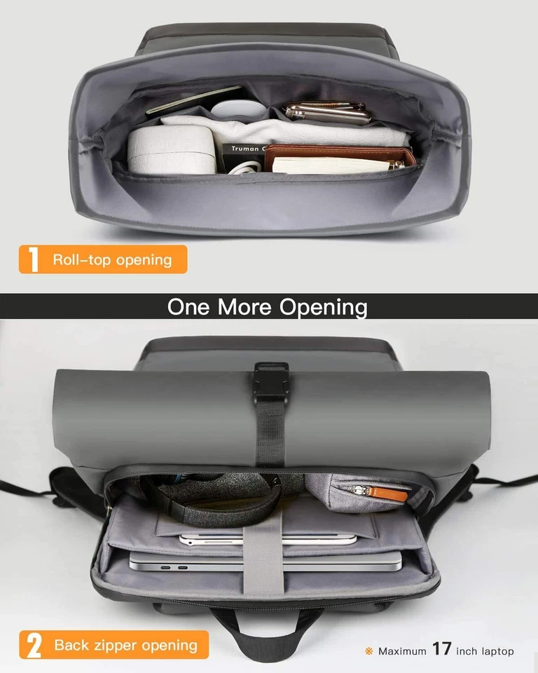 Inateck RollTop Rucksack 25L-30L Fahrradrucksack Schulrucksack Daypack - Bild 4 von 4