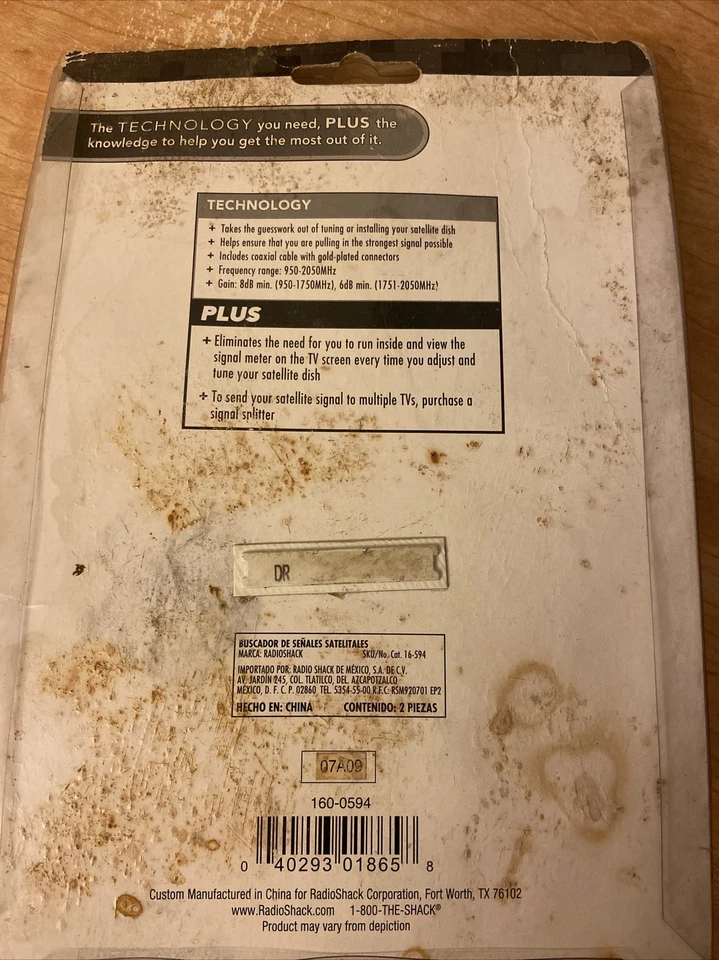 Radio Shack Buscador Satelital, Nunca Abierto, Embalaje Trasero Algunos Signos de Edad Foto 2 de 4