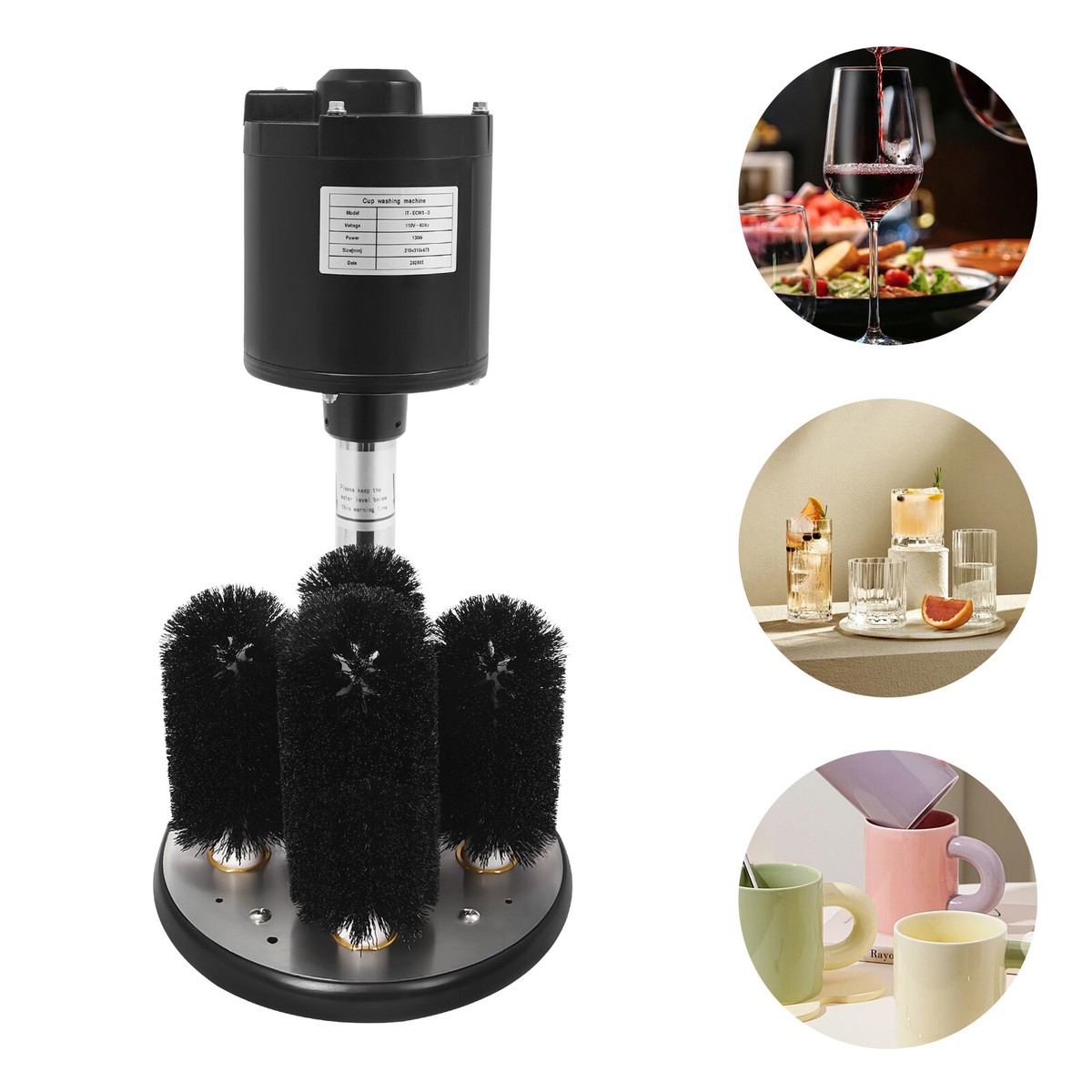 Electric Glass Washer 5-Brush Electric Commercial Wine Glass