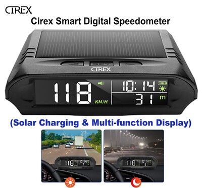 Wireless Car HUD HEAD-UP DISPLAY Solar Panel Digital Speedometer Universal GPS