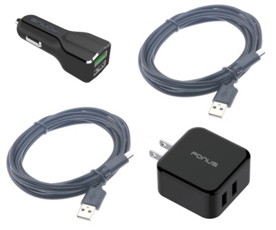 Micro USB Cable Fast Home Car Charger 6ft Long Travel Power for Cell Phones