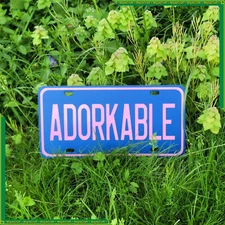 ADORKABLE-vanity front plate-handmade license plate-all weather-CUSTOM COLORS