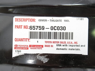 Toyota Genuine Tailgate Access Cover Tailgate Gap Cover Rear 65759