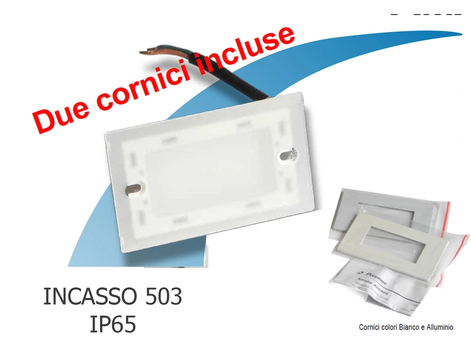 SEGNAPASSO LED 1W IP65 PER SCATOLA 503 CORNICE BIANCA E ALLUMINIO 230V 4200K - Immagine 2 di 3