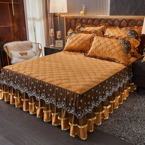 Troupe de matelas couvre-lit couvre-lit taie d'oreiller en cristal velours de luxe - Photo 1 sur 34