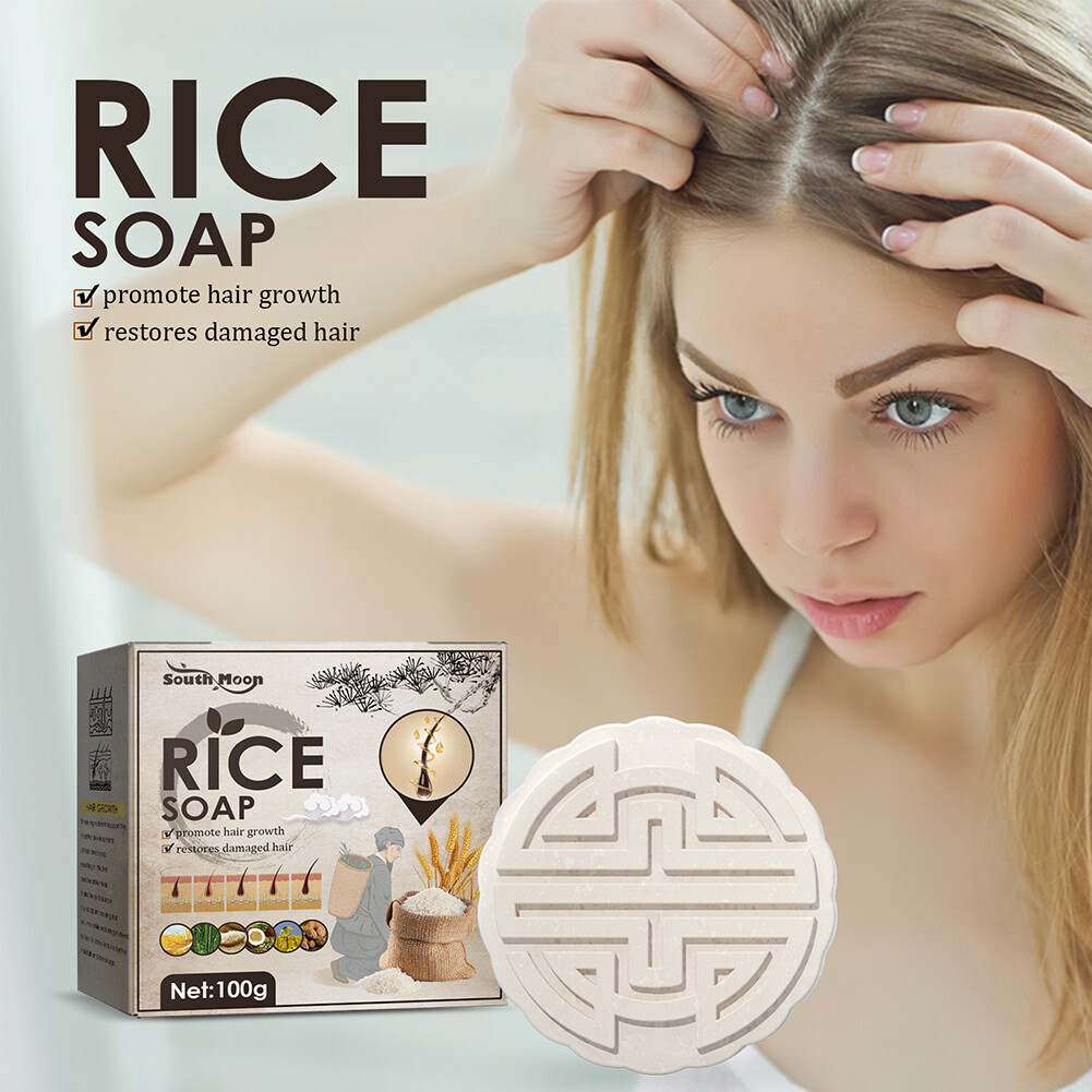 Rice Shampoo Soap AntiHair Loss Soft Hair Soap Moisturizing Hair Care