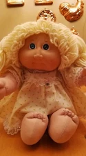 Cabbage Patch Kid Vintage Coleco 1984 Girl Doll Blonde Ponytail Hair w/Blue Eyes