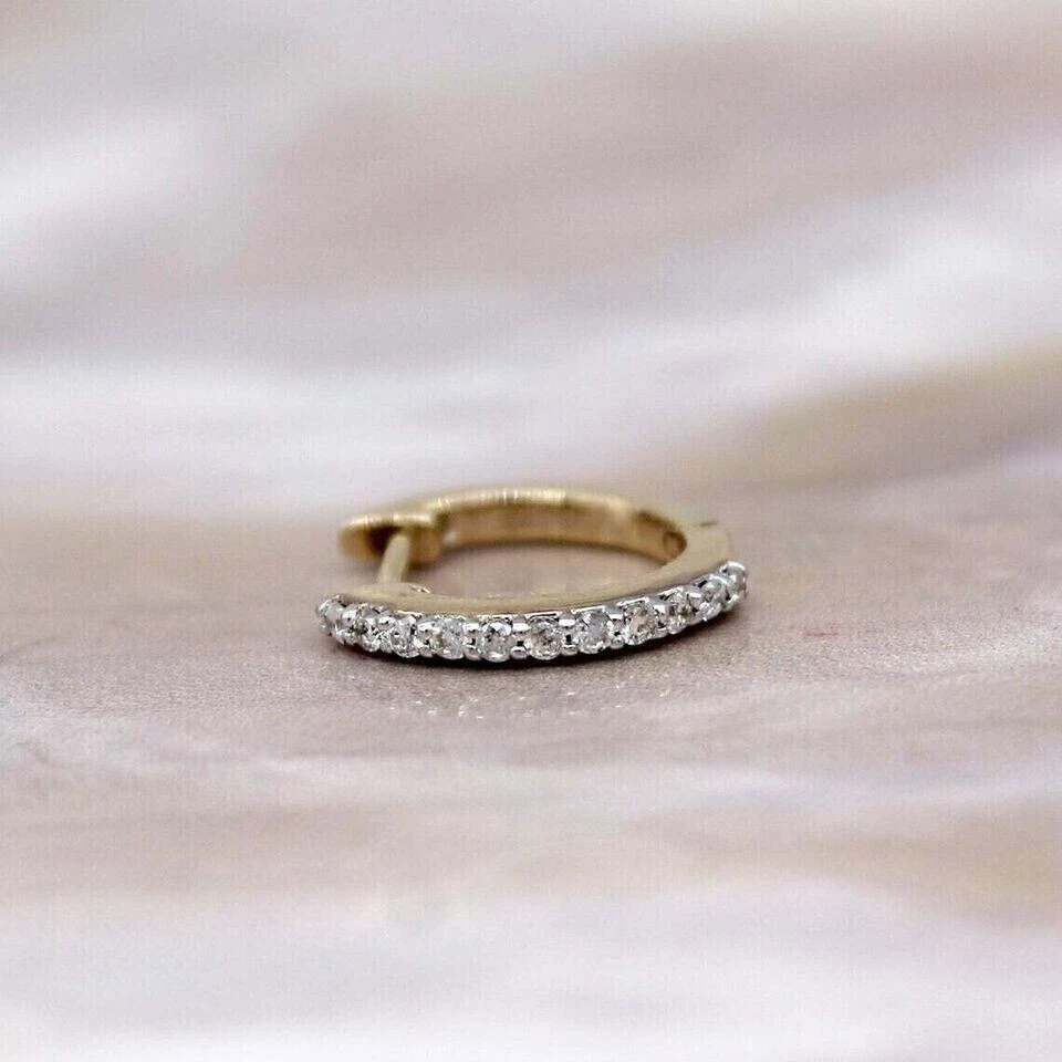 0.50Ct Round Lab-Created Diamond Single Huggie Hoop Earring 14k Yellow Gold Over - Image 3 of 4