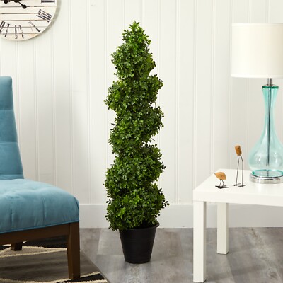 4  Artificial Boxwood Spiral Topiary Tree UV (Indoor/Outdoor) Decor. Retail $193