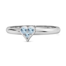 Sparkling Heart Shaped 2 MM Round Natural Blue Topaz 925 Sterling Silver Ring