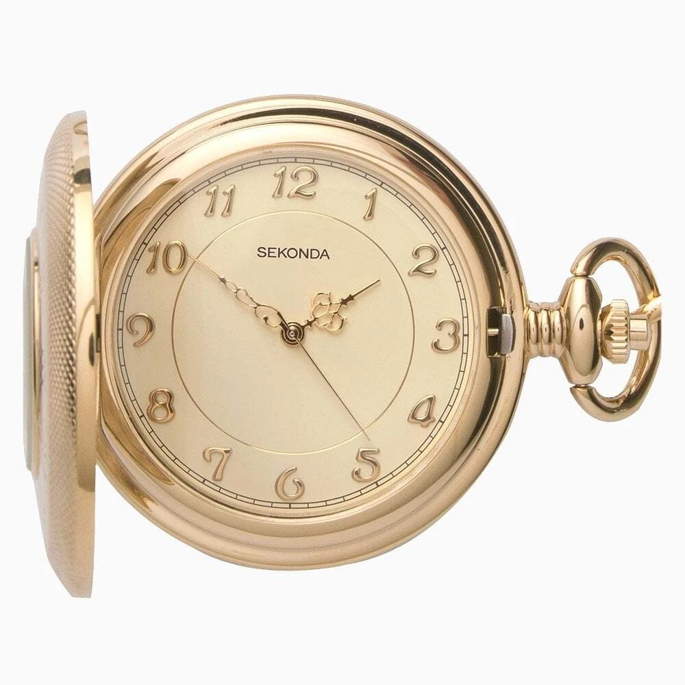 Reloj Bolsillo Sekonda 3469 Medio Cazador Cuarzo Con Cadena PVP £64.99