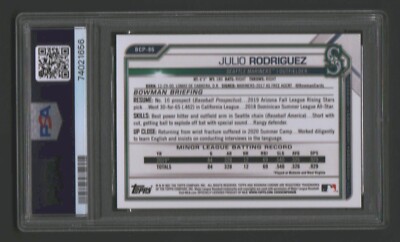 JULIO RODRIGUEZ 2021 BOWMAN CHROME SAPPHIRE RC #BCP86 PSA 10 GEM