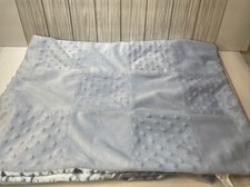 Baby Connection Minky Patchwork Blue Satin Baby Blanket Soft Lovey Square Boy