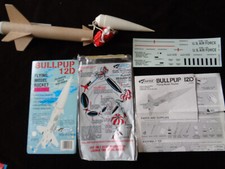 Vtg Estes Bull Pup 12D Flying Model Rocket w/Instructions Paperwork #1972 / 15"