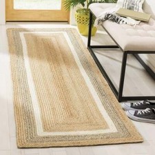 Rug Runner 100 Natural Jute Braided Style Carpet rustic look Modern Area Rug