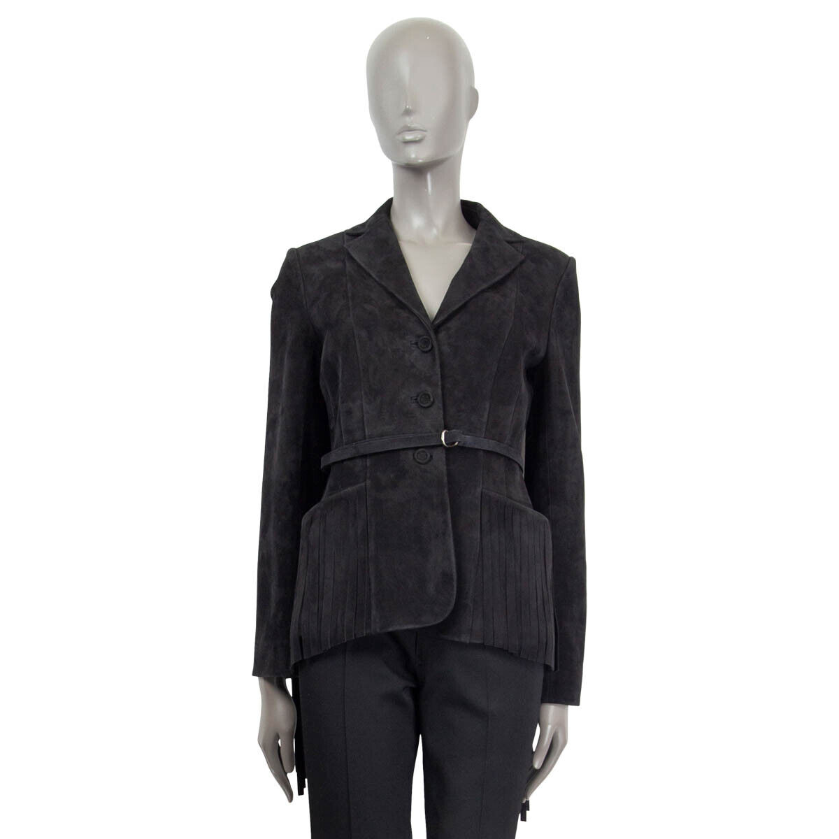66281 auth CHRISTIAN DIOR black suede 2018 FRINGED BELTED 66281 auth CHRISTIAN DIOR black suede 2018 FRINGED BELTED