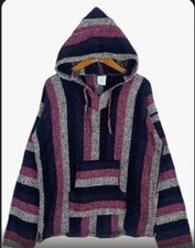 Vel Mex Mexican ART Poncho Pullover Hoodie Stripe Surf Skate Indie Pocket -M
