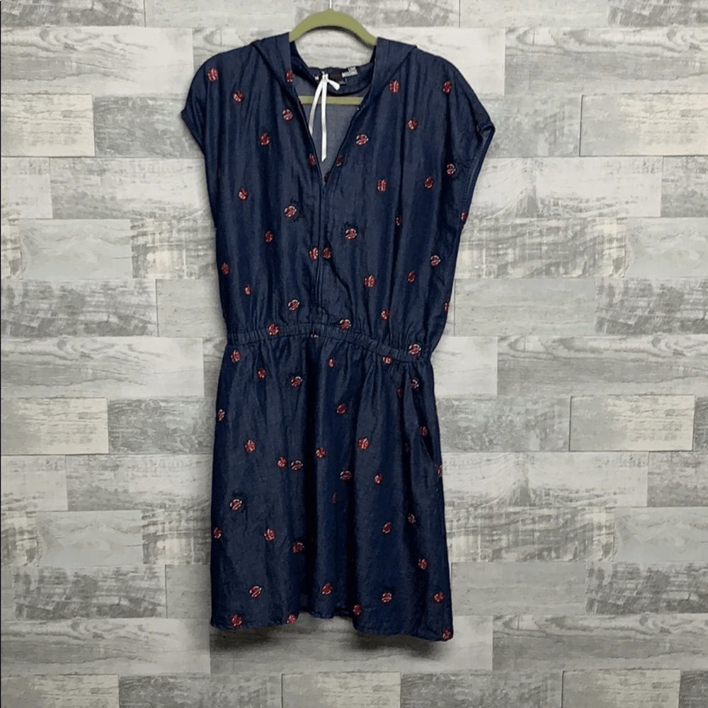 LOVE Abito con cappuccio Moschino coccinella Chambray Nuovo con etichette