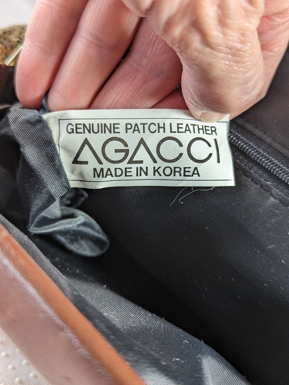 Vintage AGACCI Metallic Leather Patchwork Satchel… - image 6