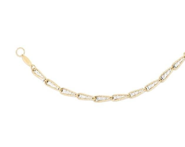 Brazalete de cadena de 3,2 mm de oro de 14k de dos tonos 7,5" D/C de lujo de eslabones 5 gramos Foto 4 de 4