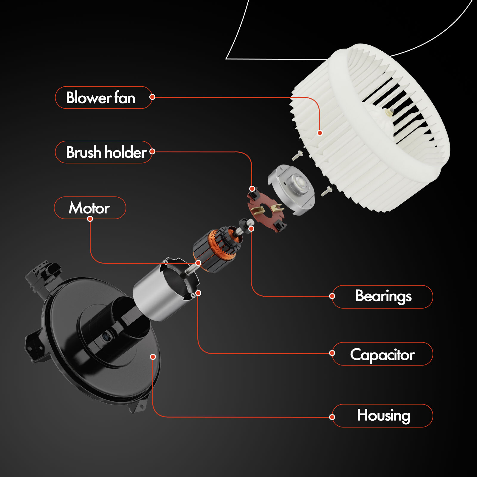 Heater Blower Motor Fan Assembly for Jeep Compass Renegade 20152021
