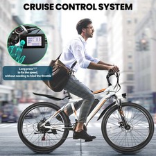 500W Electric Bike 26" Electric Bicycle 21-Speed City Bike Rear Hub Motor white
